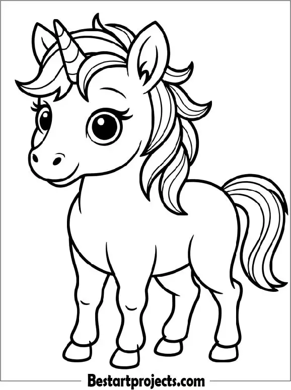 Baby Unicorn Coloring Page