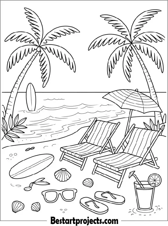 Beach Summer Coloring Page 02