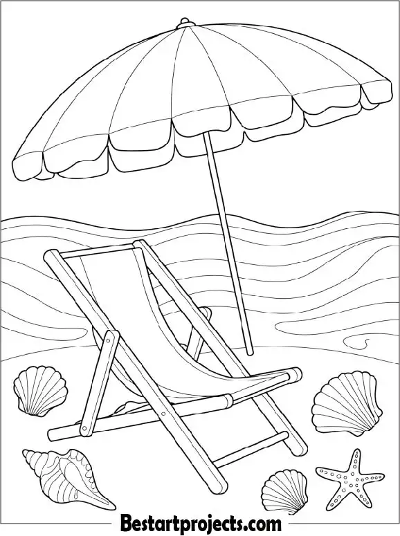 Beach Umbrella with a Relaxing Chair