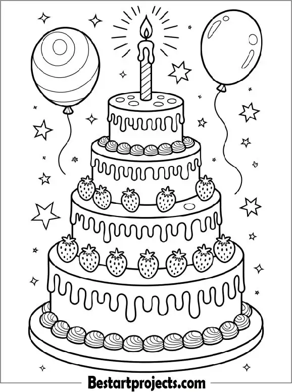 Birthday Cake Coloring Page