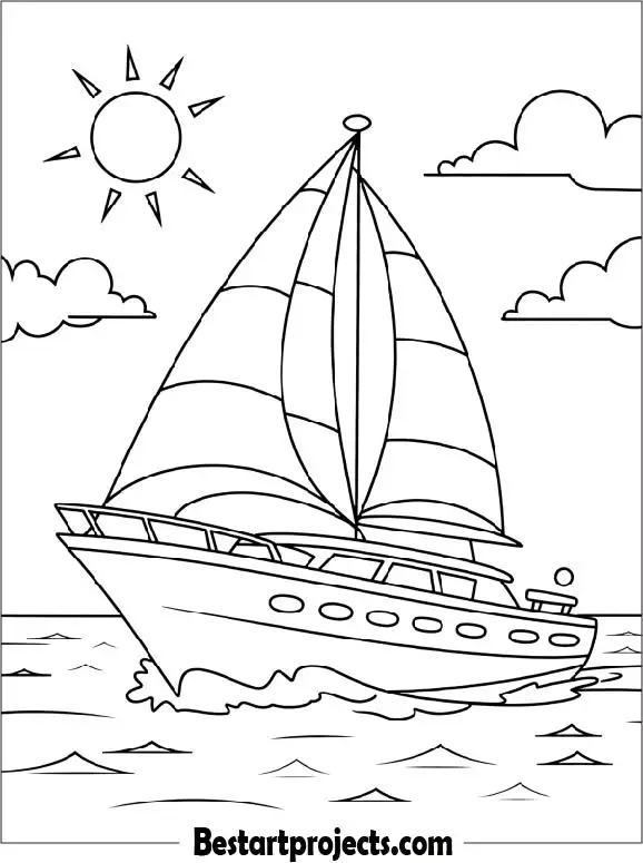 Boat Coloring Page for Kids