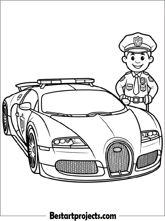 Bugatti Veyron Police Car Coloring Page For Kids