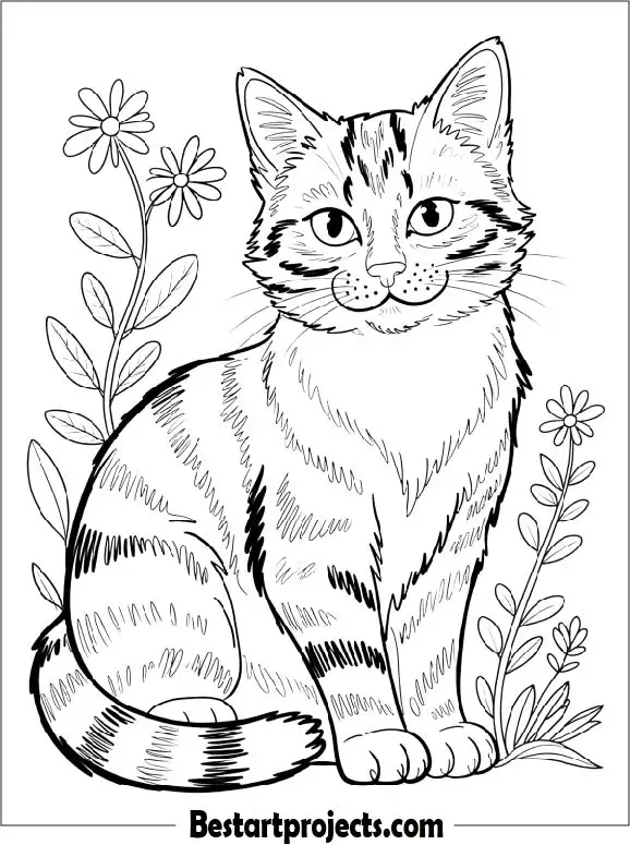 Calico Cat Coloring Page