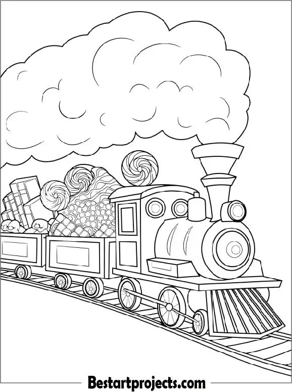 Candy Train Coloring Page for KIds