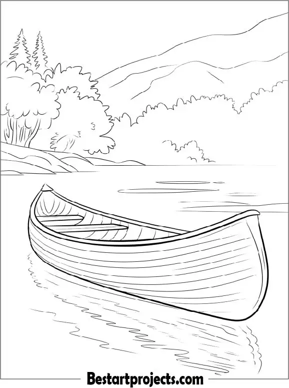 Canoe on a River Coloring Sheet