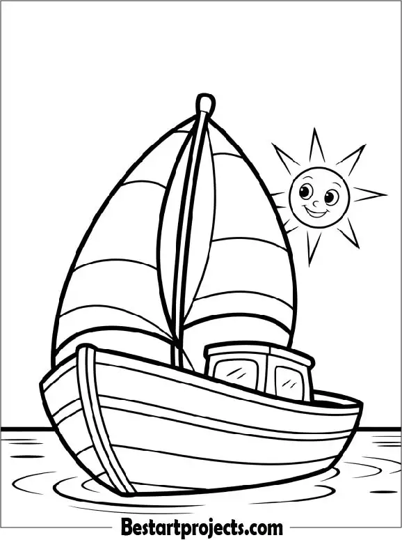 Cartoon Boat Coloring Sheet
