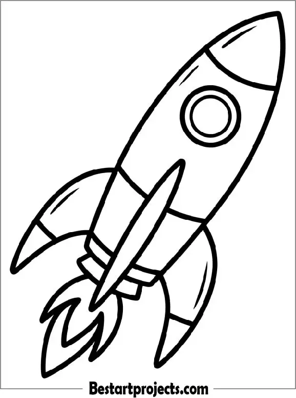 Cartoon Rocket Coloring Sheet for Kids