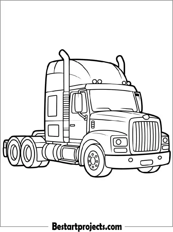 Cartoon Semi Truck to Color