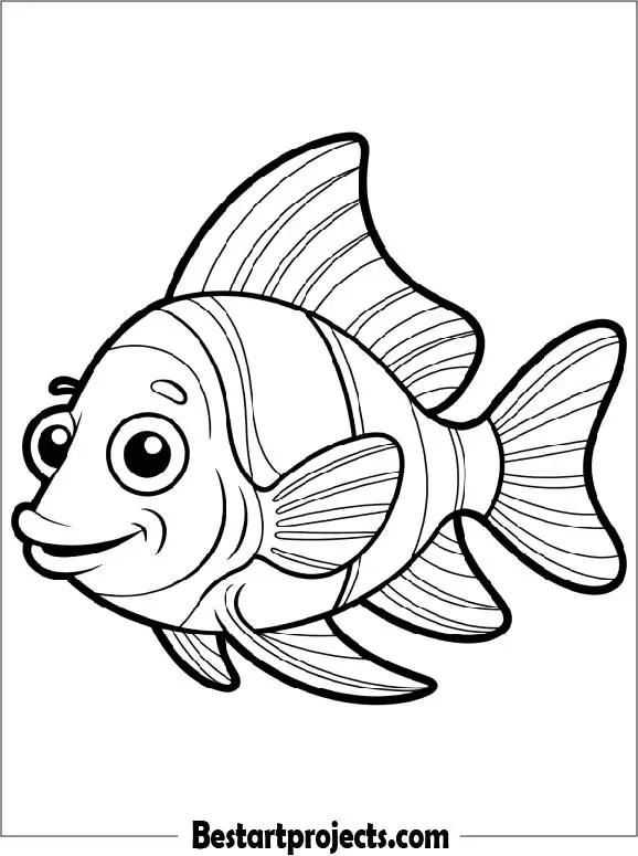 Cartoon Tropical Fish Coloring Page