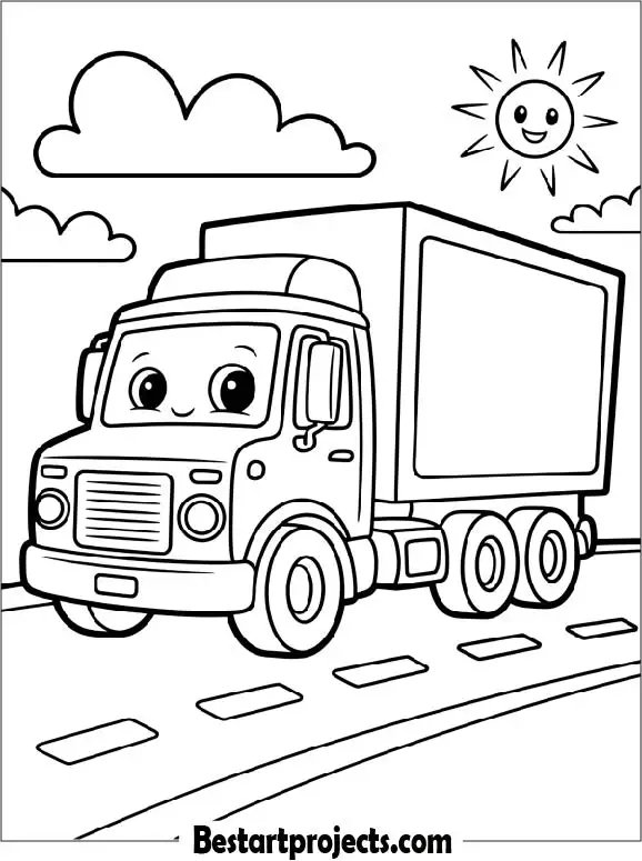 Cartoon Truck Printable Coloring Page