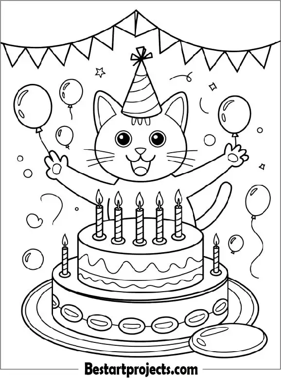Cat Birthday Party Scene