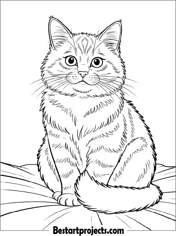 Cat Coloring Page for Adults