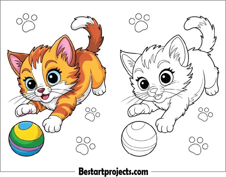Cat Coloring Worksheet for Kids