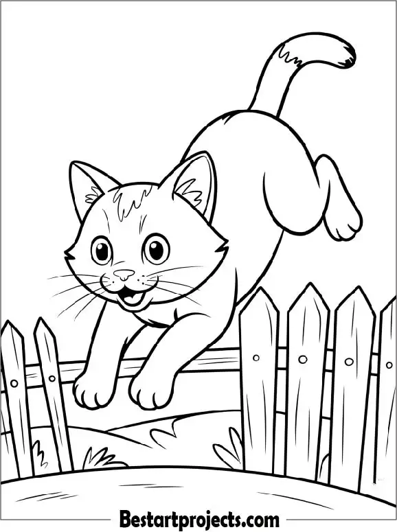 Cat Jumping Over a Fence