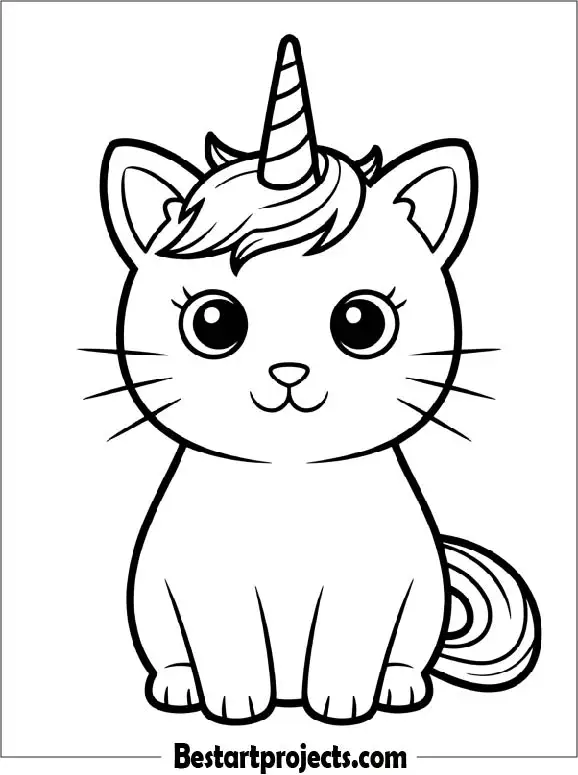 Cat Unicorn Coloring Page