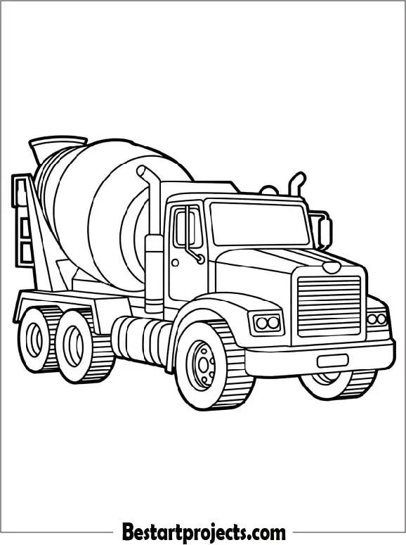 Cement Mixer Truck Coloring Page