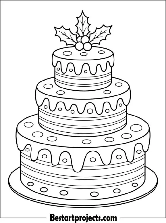 Christmas Cake Coloring Page