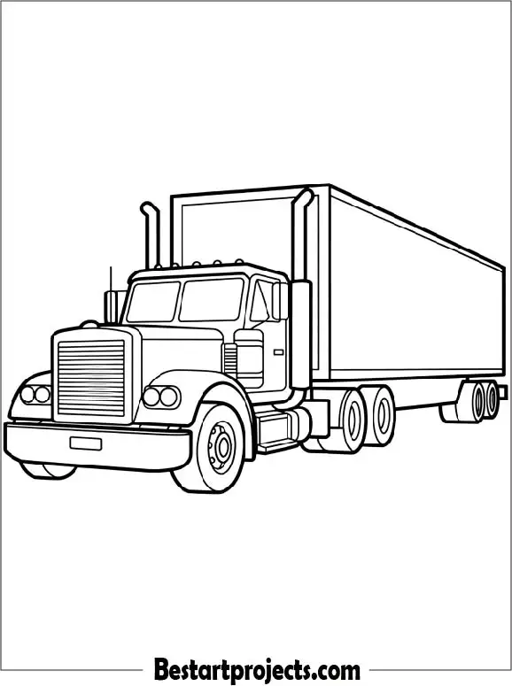 Classic Semi Truck With Box Trailer to Color
