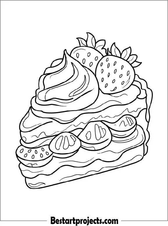 Coloring Page Of Strawberry Shortcake Slice