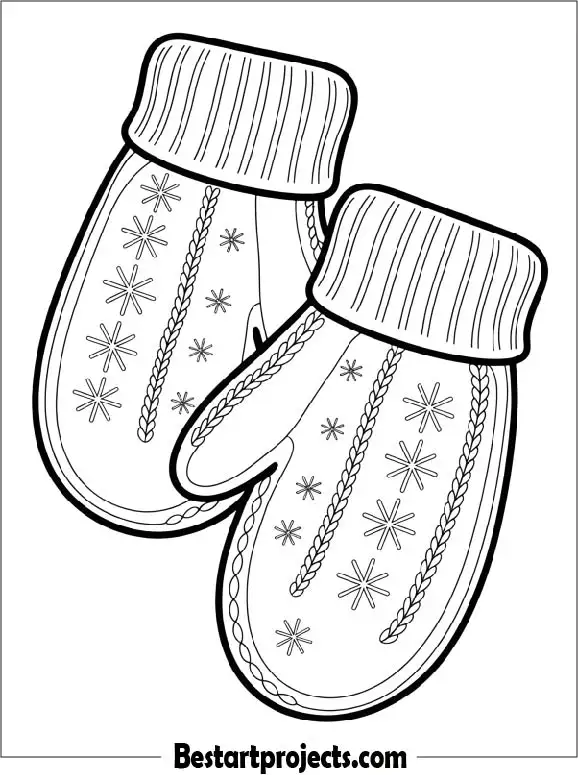 Coloring Sheet Of Winter Mittens
