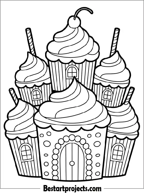 Cupcake Castle Coloring Page