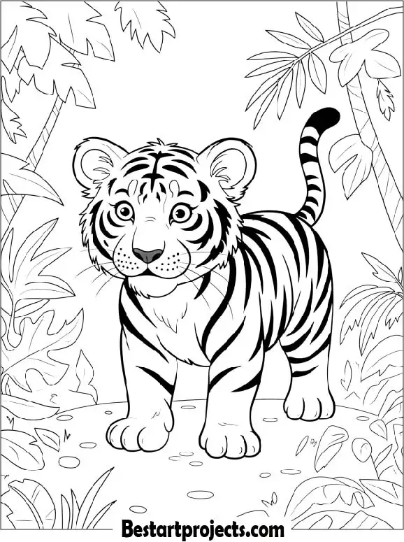 Curious Tiger Cub Exploring Jungle