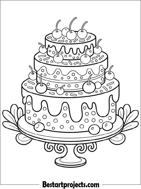 Cute Cake Coloring Page