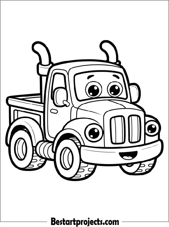 Cute Cartoon Truck for Kids to Color