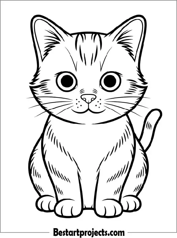 Cute Cat Coloring Page