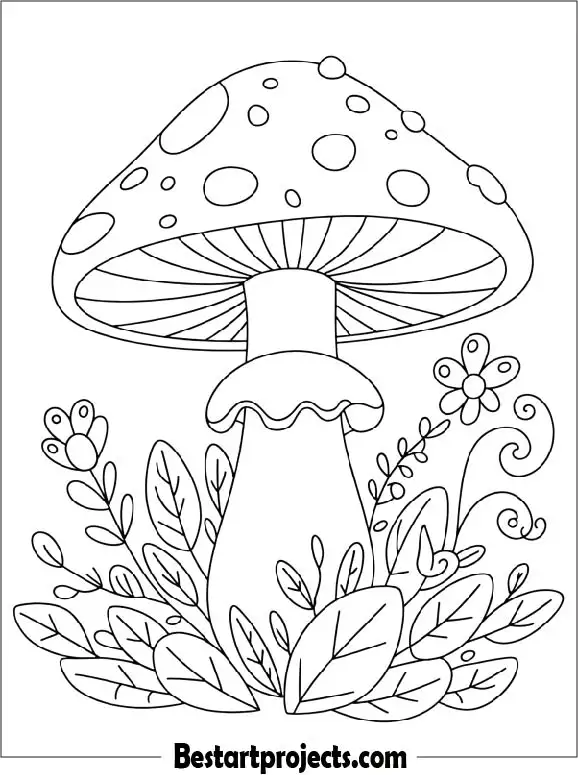 Cute Mushroom Coloring Page