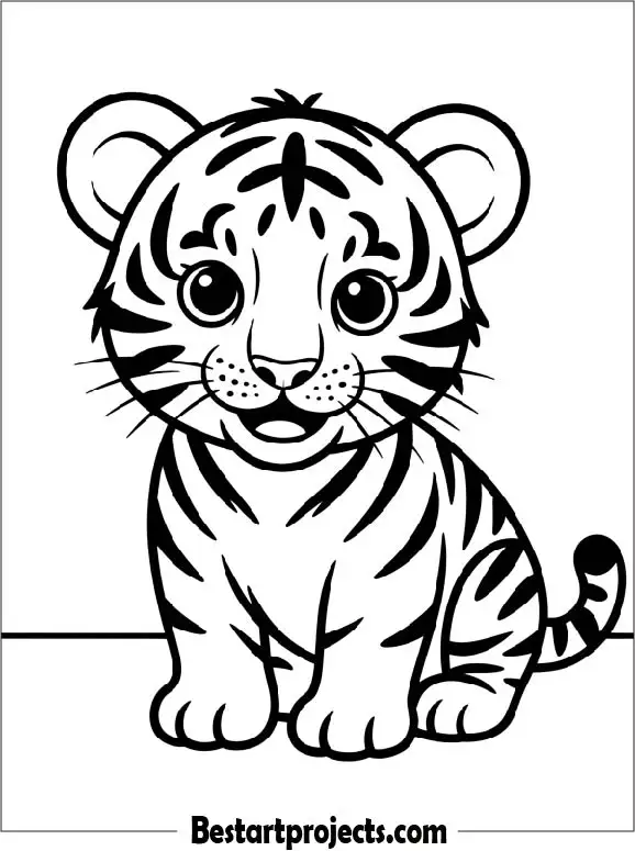 Cute Tiger Coloring Page