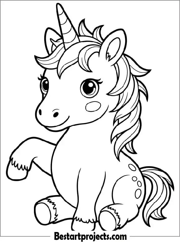 Cute Unicorn Coloring Page