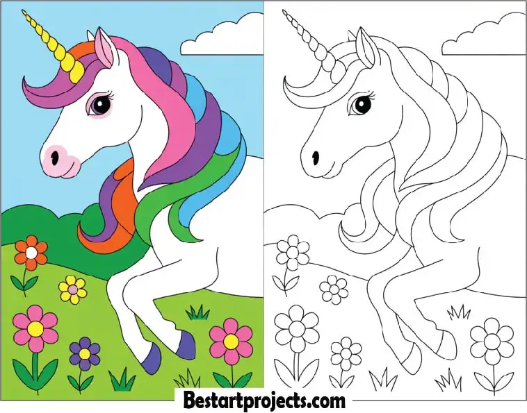 Cute Unicorn Coloring Worksheet for Kids