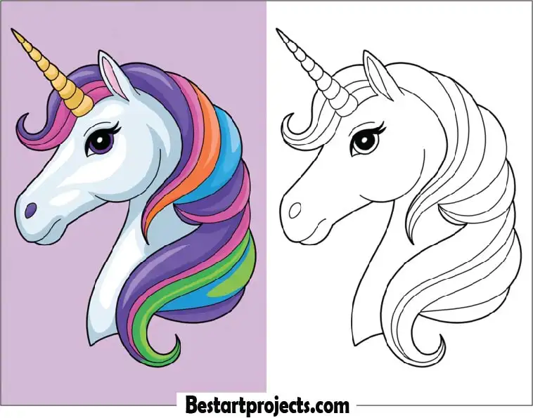 Cute Unicorn Face Coloring Worksheet for Preschoolers