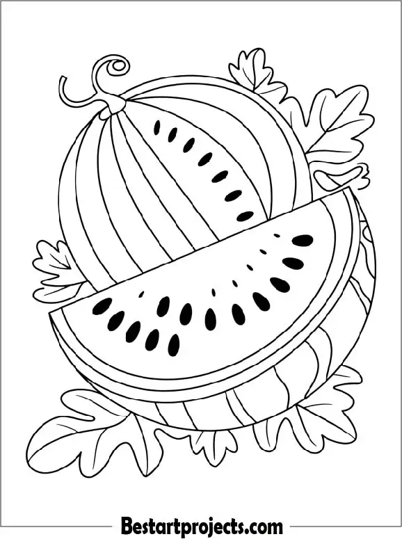 Cute Watermelon Coloring Page