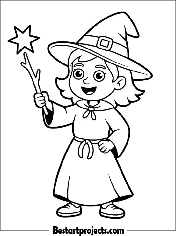 Cute Witch Coloring Page
