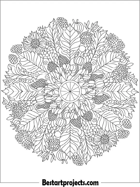 Detailed Fall Mandala Coloring Page