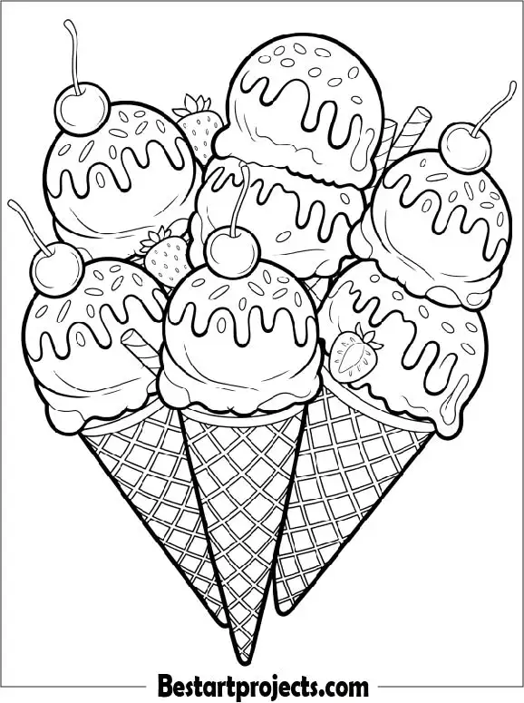 Detailed Ice Cream Cones to Color