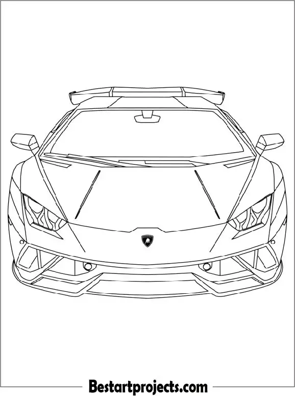 Detailed Lamborghini Front View Coloring Page