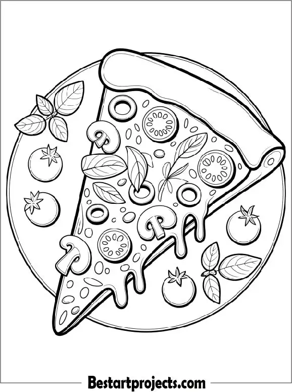 Detailed Pizza Slice Coloring Sheet