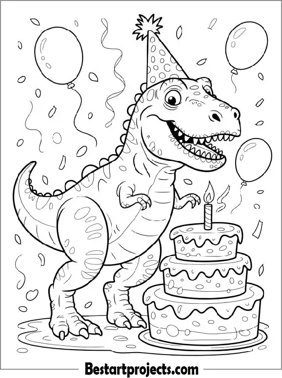 Dinosaur with Birthday Cake