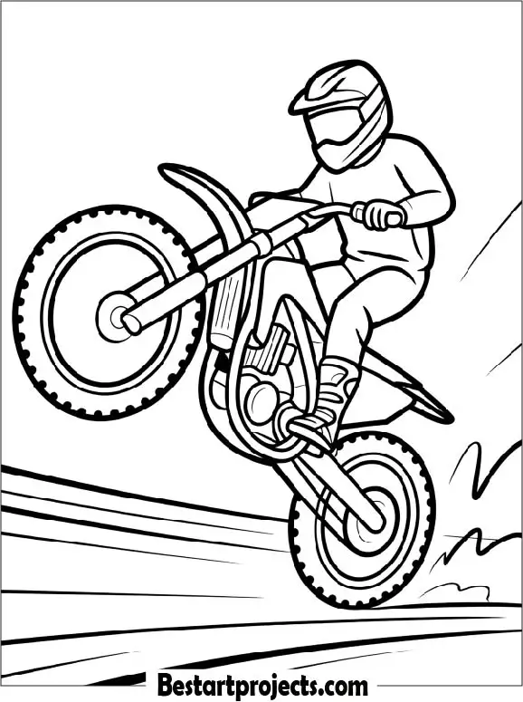 Dirt Bike Performing a Wheelie Coloring Page