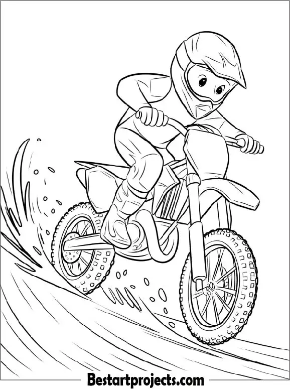 Dirt Bike Racing on a Dirt Track Coloring Page