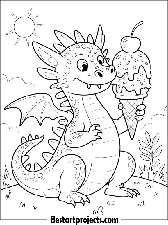 Dragon Eating Ice Cream