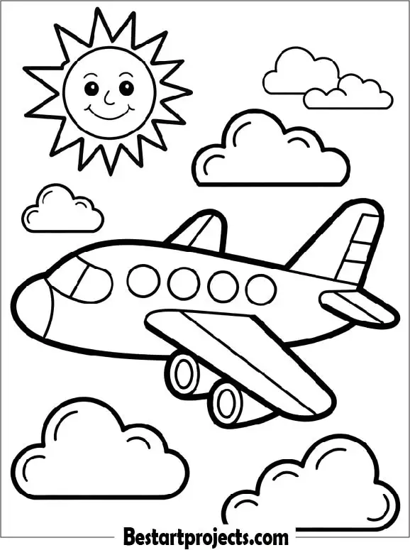 Easy Airplane Coloring Page for Kids