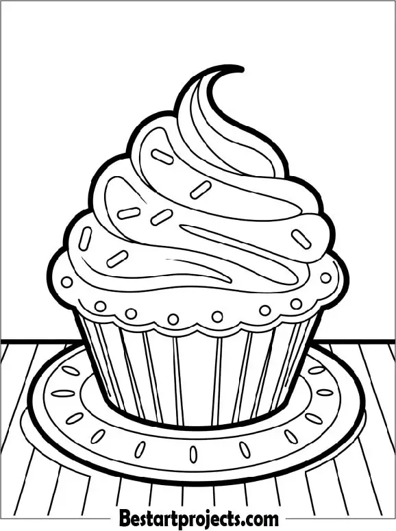 Easy Cupcake Coloring Page