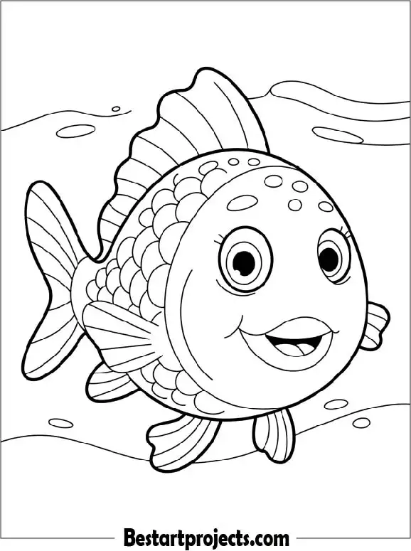 Easy Fish Coloring Page for Preschoolers