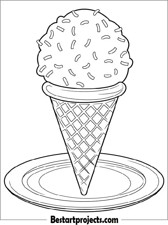 Easy Ice Cream and Sprinkles Coloring Sheet