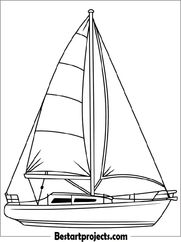 Easy Outline Of a Sail Boat To Color