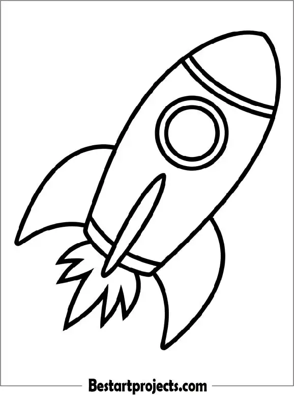 Easy Rocket Coloring Printable for Preschoolers